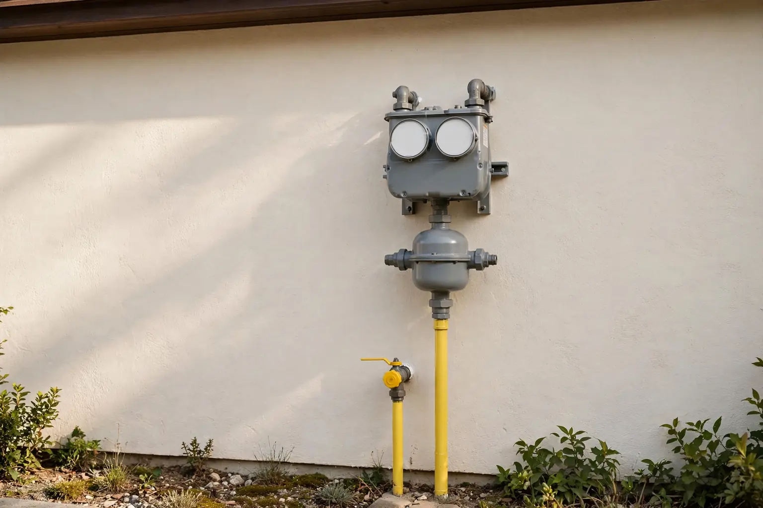 Exterior residential natural gas meter with shutoff valve in Ashburn VA