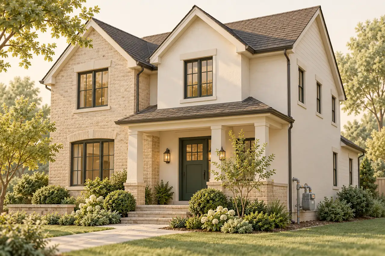 Suburban residential home with exterior natural gas meter in Ashburn Virginia